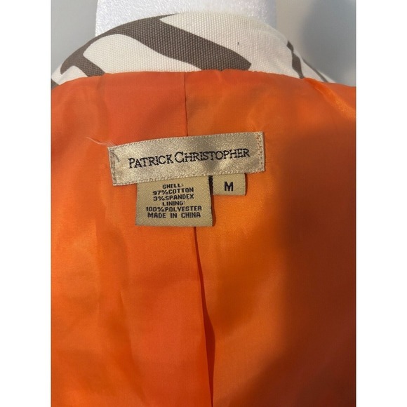 Patrick Christopher‎ Open Front Blazer Front Pockets Orange Liner Size Medium - Picture 5 of 5
